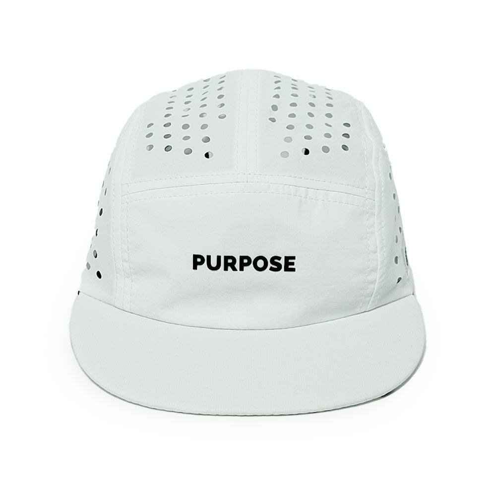 White 5-Panel Camper Cycling and Running Cap