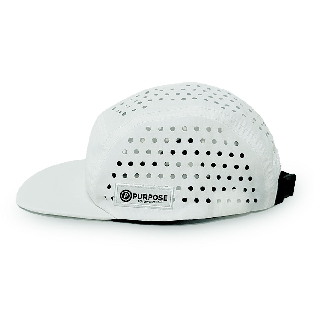 White 5-Panel Camper Cycling and Running Cap