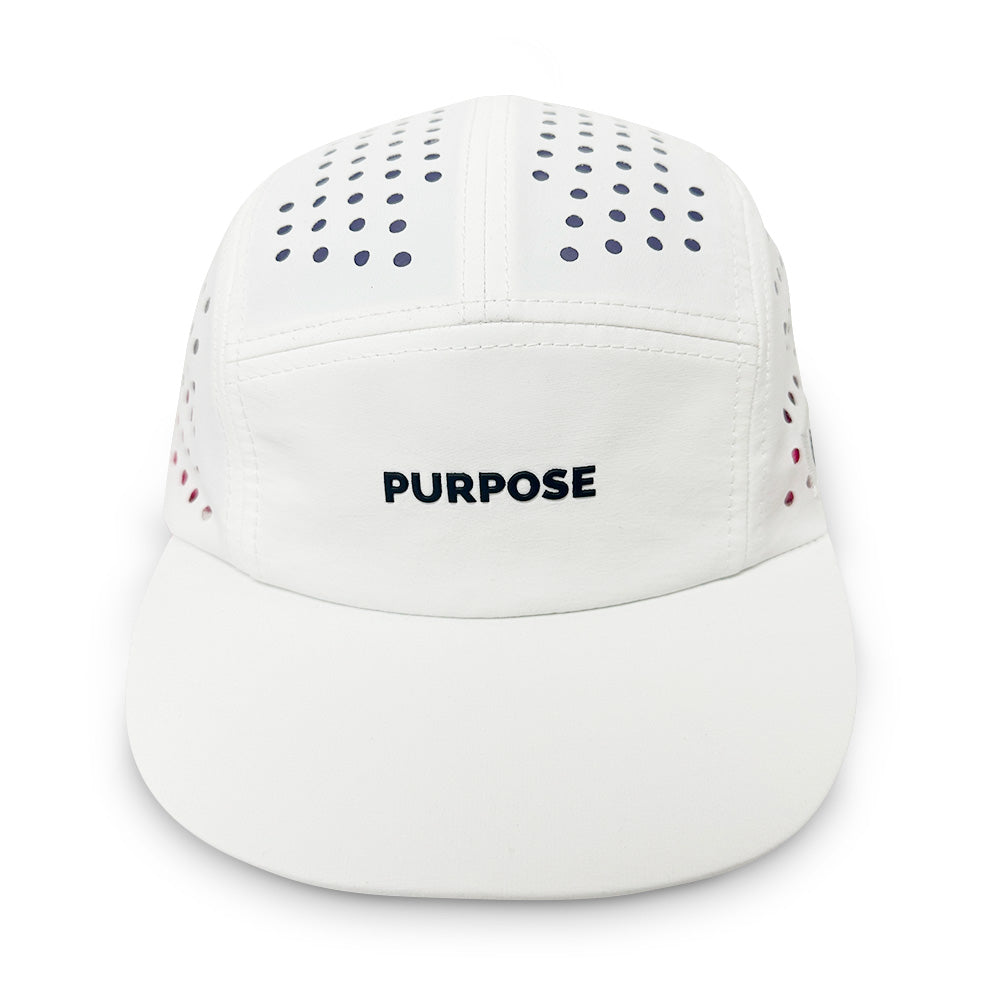 White 5-Panel Camper Cycling and Running Cap