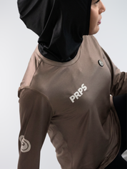 Women Hypermesh ELITE Long Sleeve Running T-Shirt LT (Terracotta Brown)